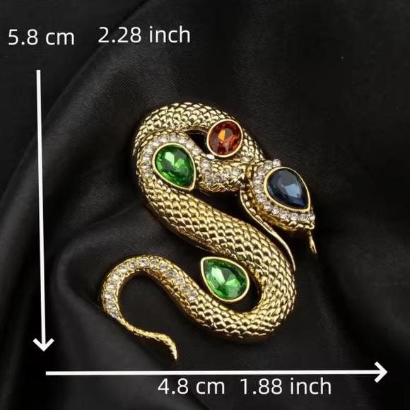 Serpenti Amber Couture Golden Vintage Crystals Brooch - Picture 4 of 4